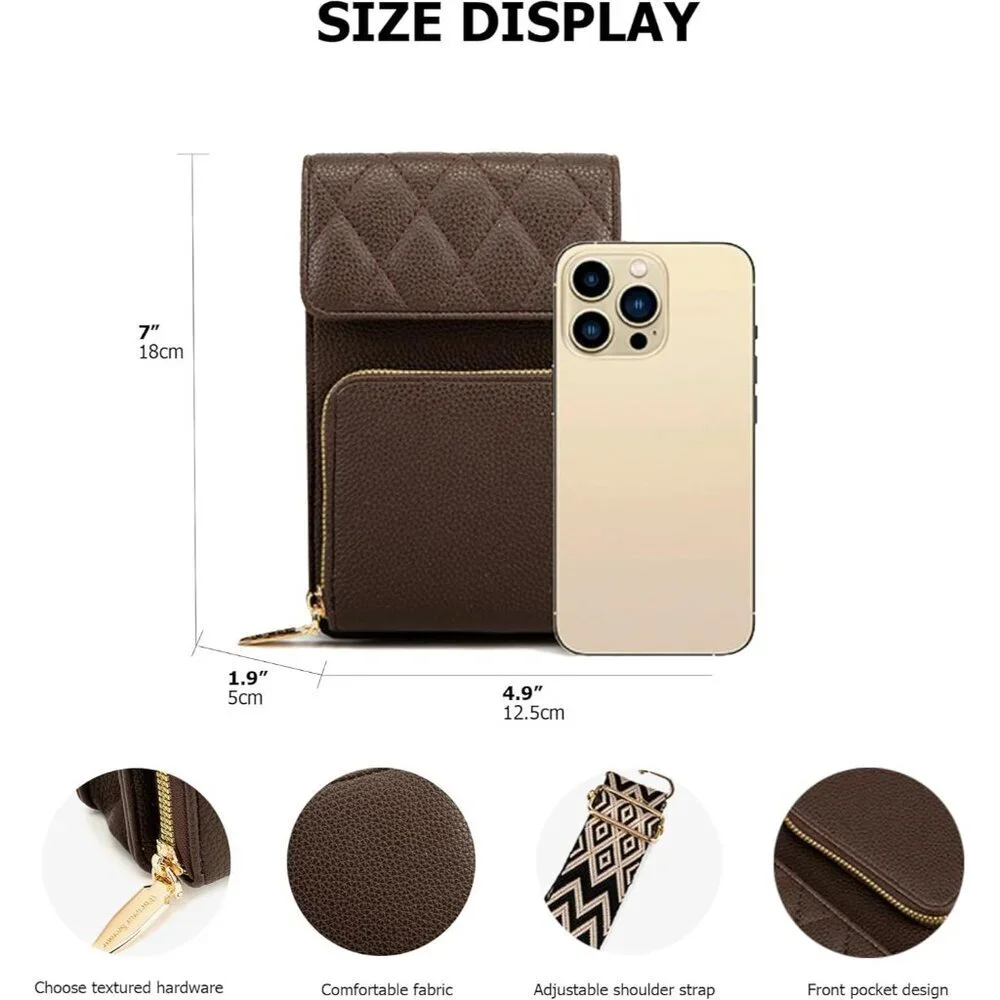 Small Leather Crossbody Bag Women PU Compact Shoulder Purse with Card Slots